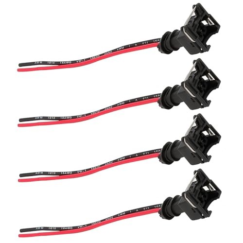 Car Fuel Injector Connector, Standard Specification Injector Socket 4 PCS Black
