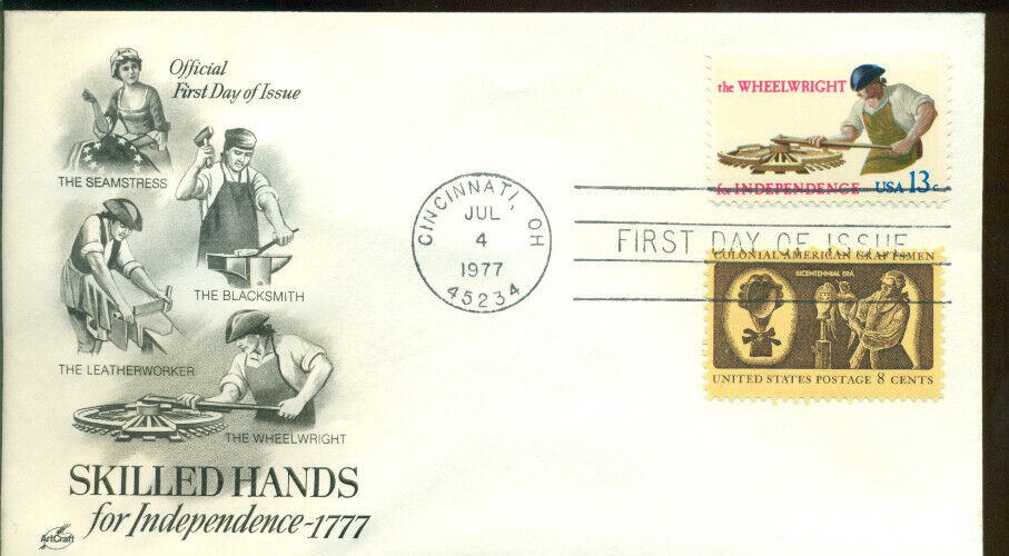 1977 FDC - Scott# 1719 COMBO - Wheel Wright - Art Craft Cachet   UA