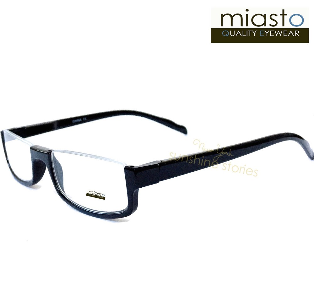 MIASTO TOP RIMLESS RECTANGLE HALF READER READING GLASSES+1.75 BLACK LARGE~ FLEX