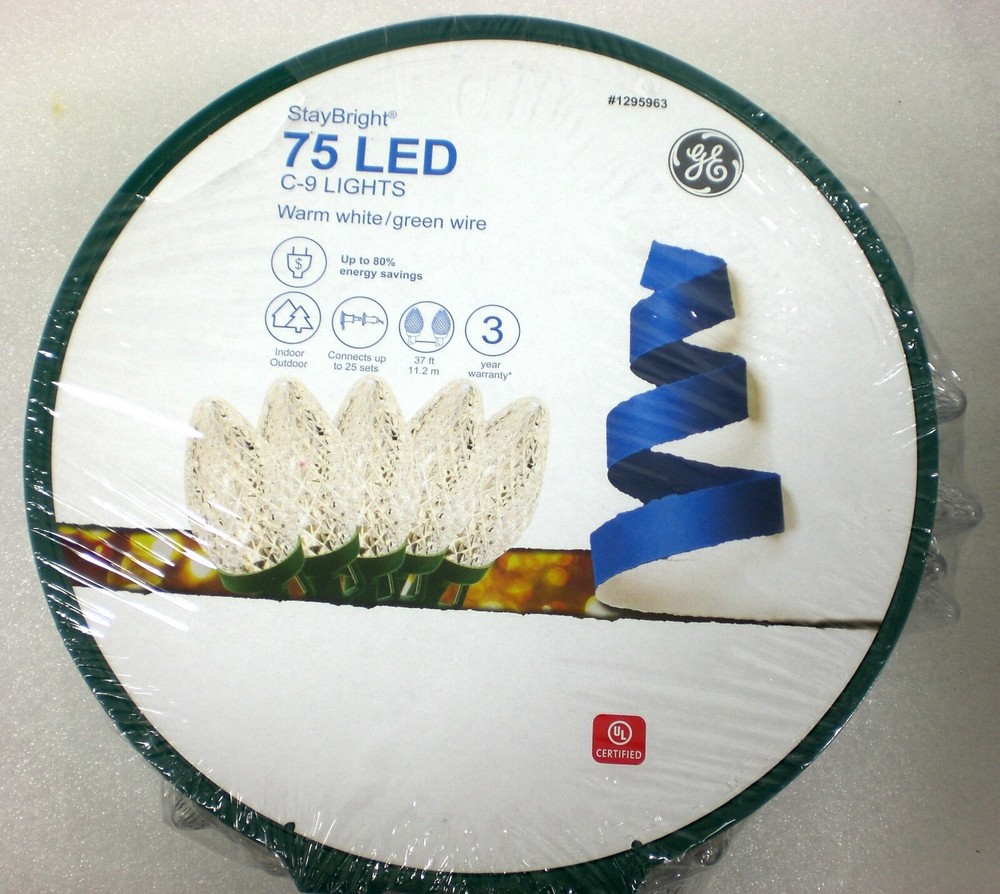 GE StayBright 75-Count 37ft Warm White C9 LED Christmas Wedding String Light