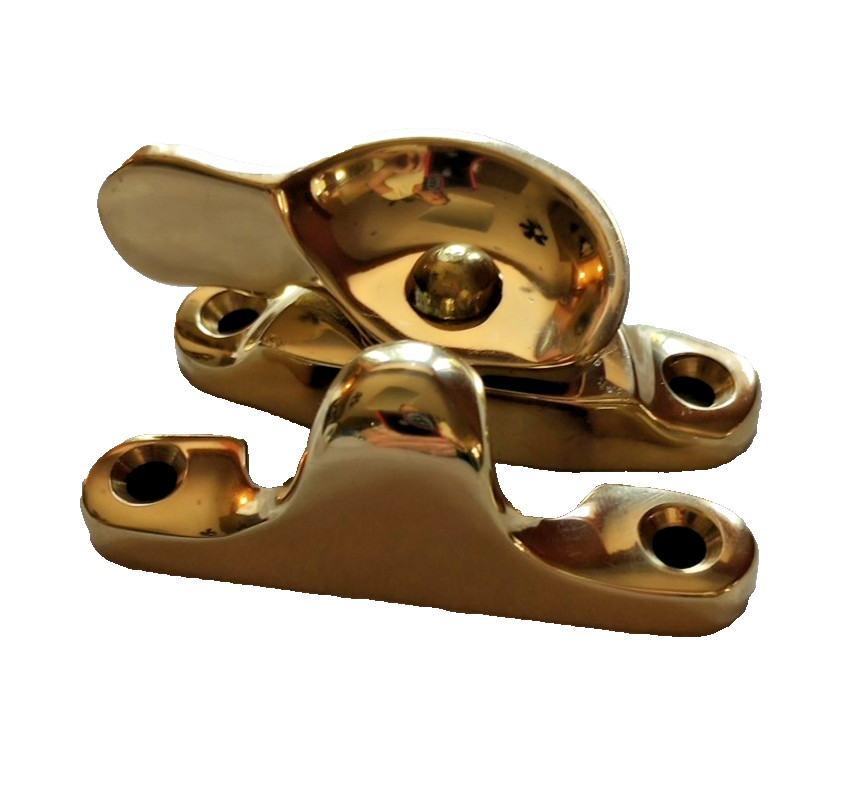 1 NOS Solid Brass Window Sash Lock & Keeper no screws