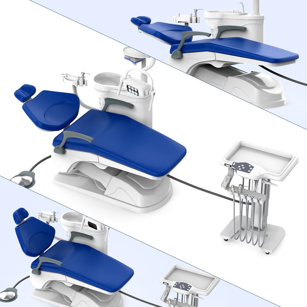 Dental Unit Chair DC Motor Computer Controlled Integral PU Leather+Stool+Gift