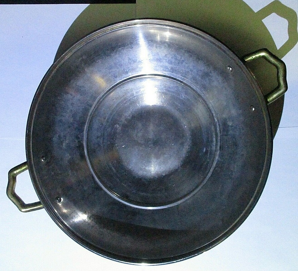 Double Handle, Solid Copper, Candy Kettle Pan Wok, 12.5" Diameter, Korea