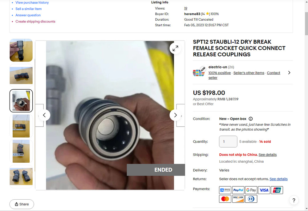 STAUBLI SPT12 DRY BREAK FEMALE SOCKET QUICK CONNECT RELEASE COUPLINGS