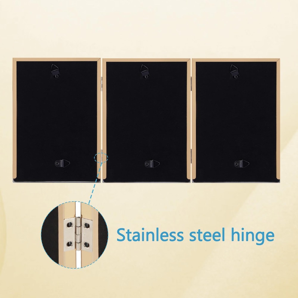 4x6 Trifold Picture Frame, Vertical White Hinged Frames Made to Display Three...