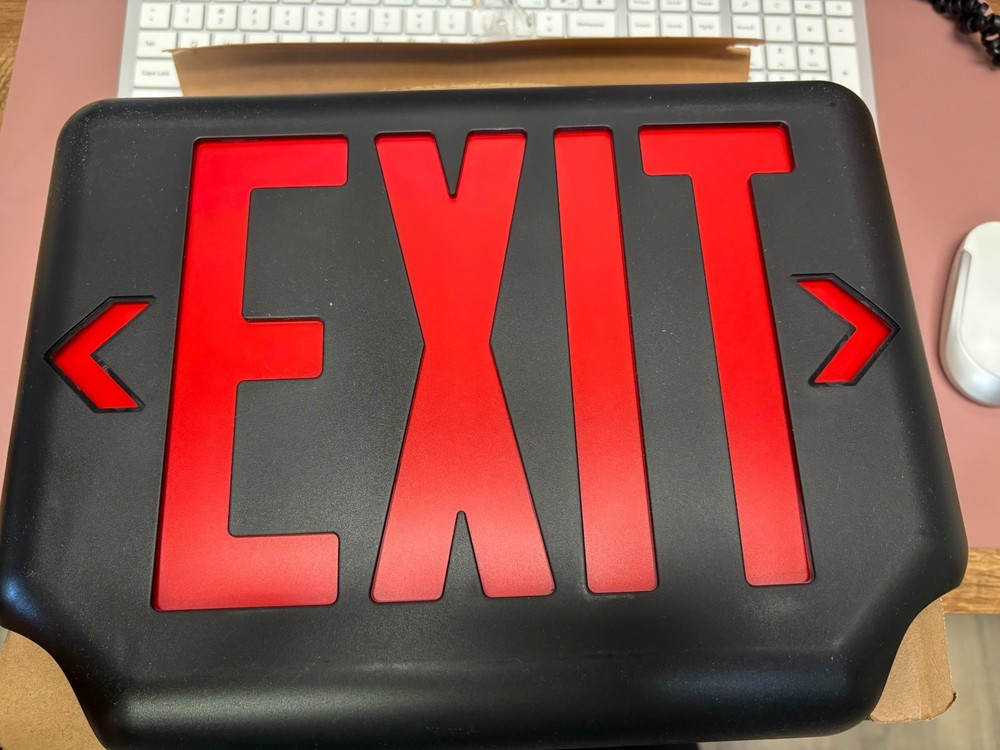 HUBBELL LED EXIT EMERGENCY LIGHT (BLACK) # EVCURBD