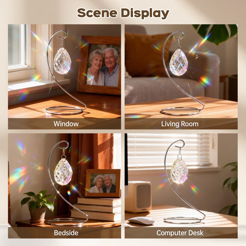Sun Capture Light Drop Shape Vertical Crystal Glass Light Capture Device Gift