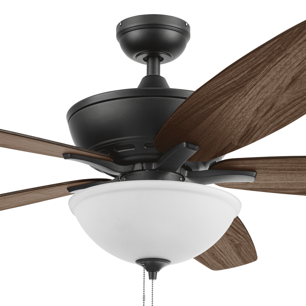 60" Black Ceiling Fan with Light, 5 Blades, Reverse Airflow, Pull Chain Control