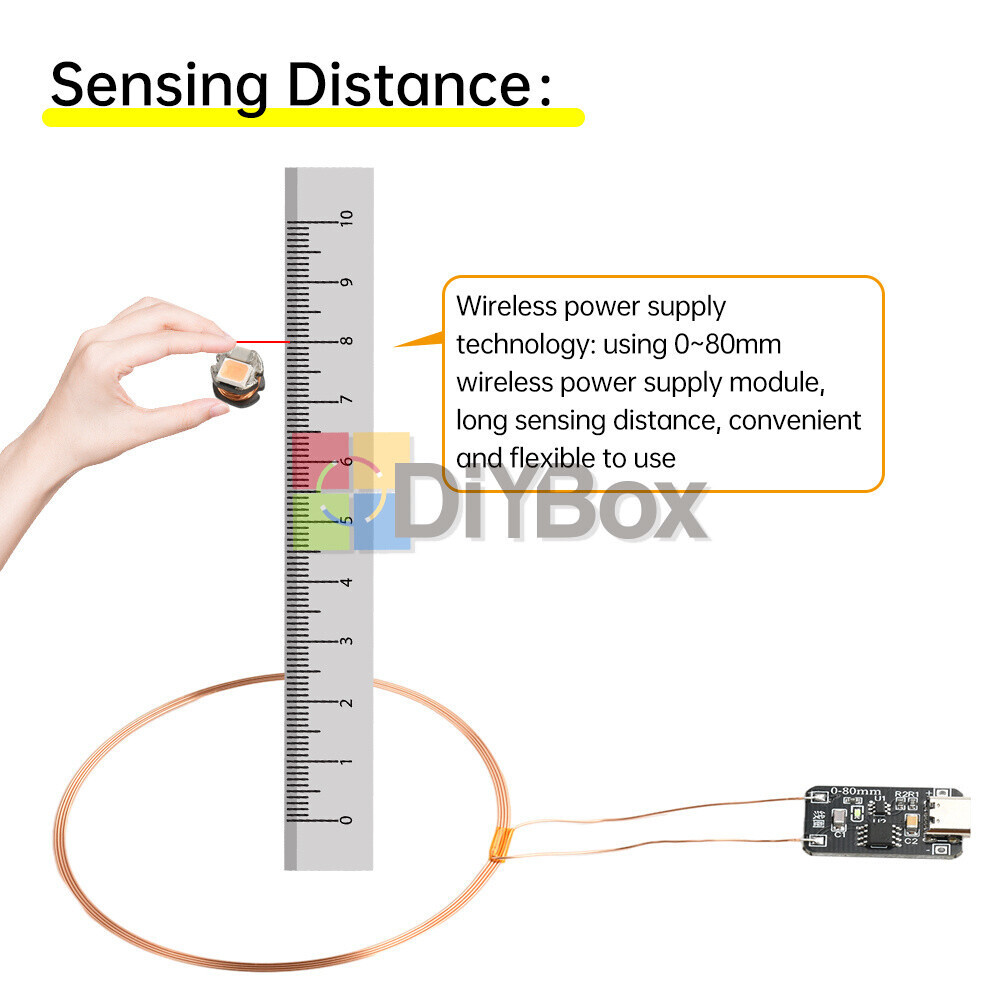 0~80mm Induction Wireless Power Supply Transmitter Coil Module + 5PCS Led Lamps