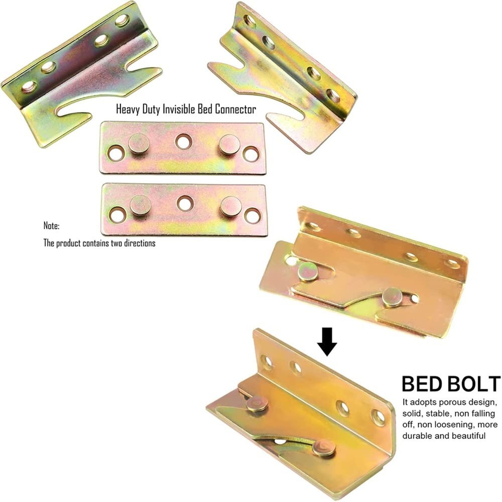 4 Sets Bed Rail Brackets Bed Frame Hardware for Connecting to Wood, Headboard...