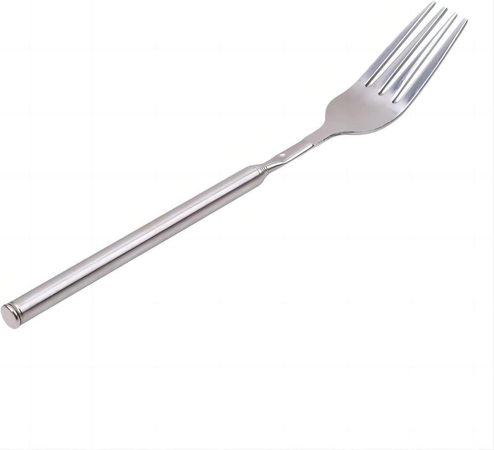 Long Stainless Steel Fork with Extendable Handle - Perfect for BBQ and Dining