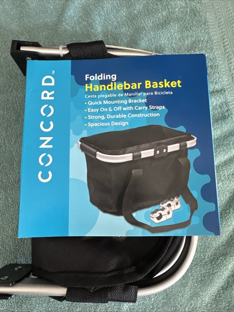 Concord Folding Handlebar Bicycle Basket Black Gray