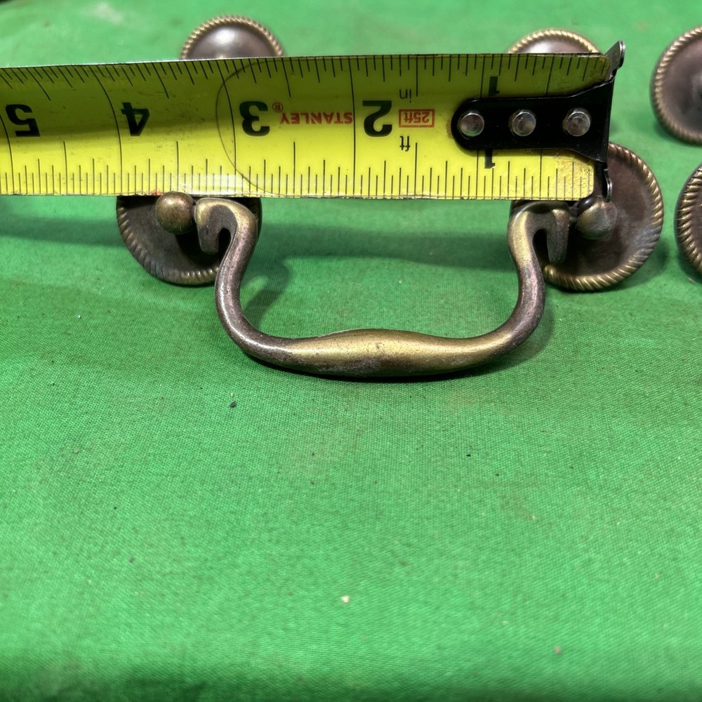 Four Vintage Brass Drop Bail Pull Handle Drawer