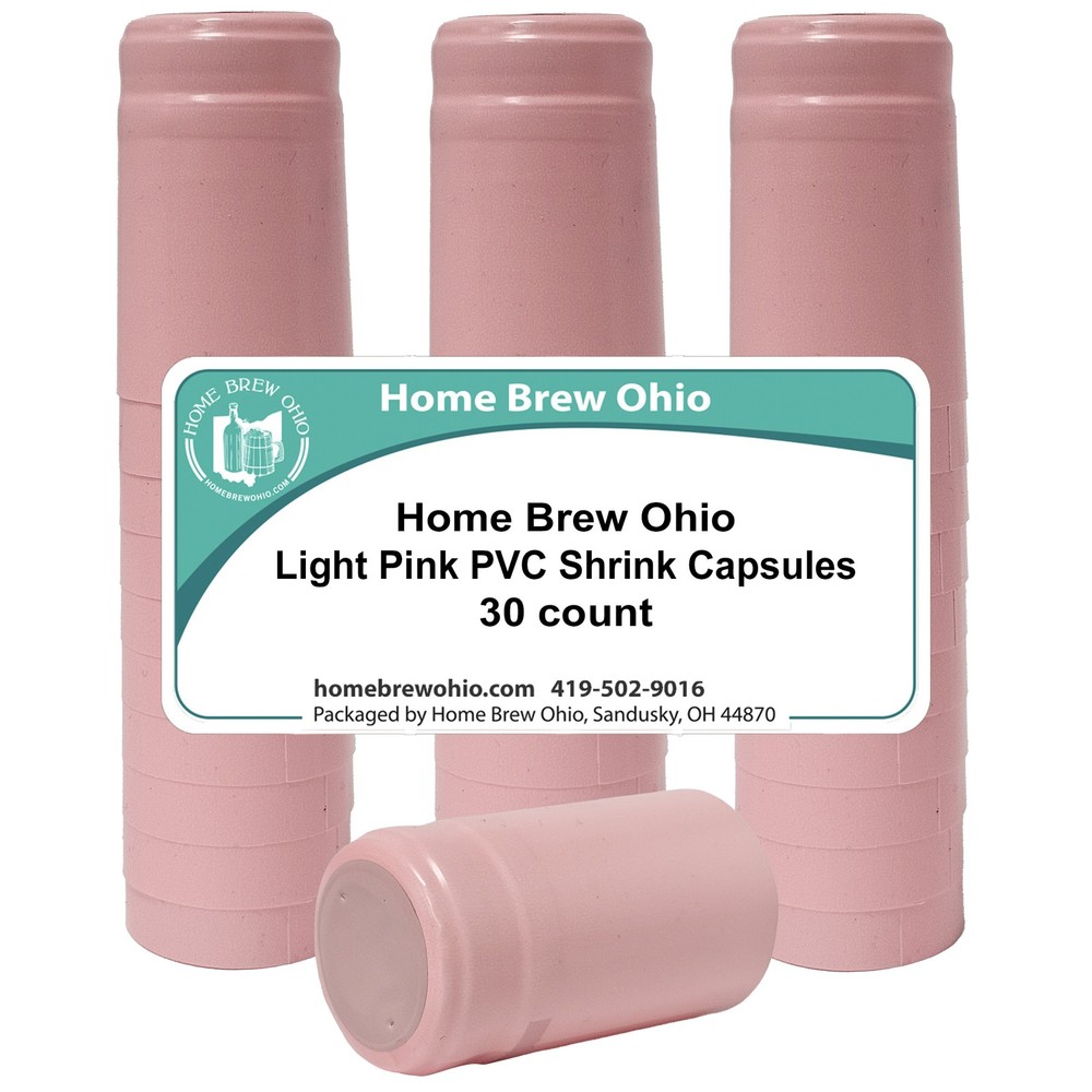 Home Brew Ohio Light Pink PVC Shrink Capsules-30 Per Bag