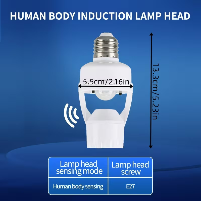 PIR Motion Sensor Socket Converter Lamp Base Holder Control Smart Switch Bulb