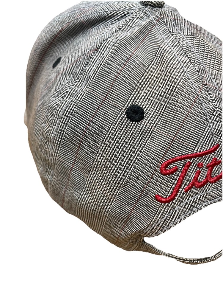 Titleist Golf Hat Adjustable Plaid Gray Black Red Script Cap Pre-Owned