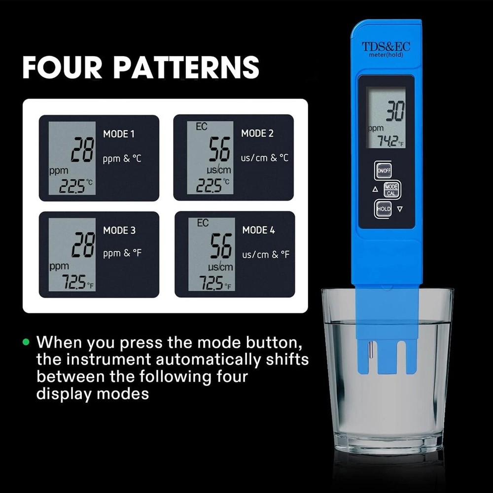 Digital TDS Meter Handheld Water Quality Testing Drinking Water Tester 0~9999PPM