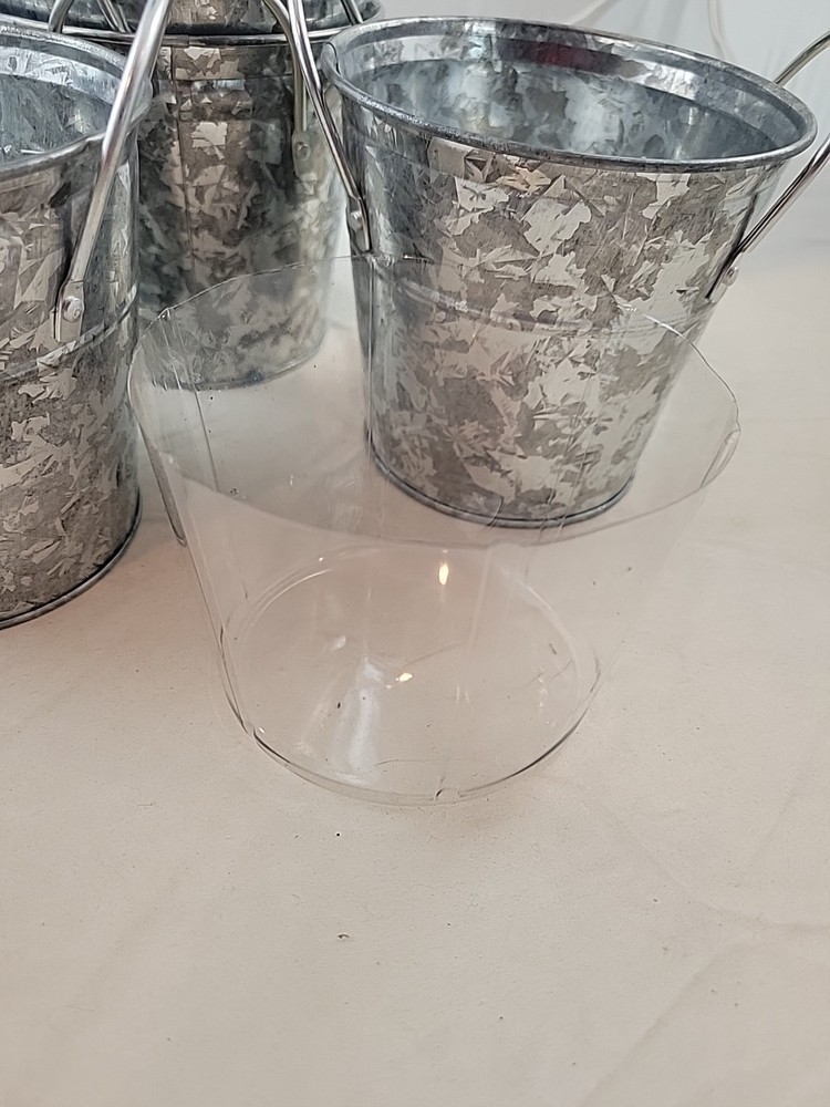 10 Pcs. Aluminum Buckets Double Handle Can Mini Silver Colored Planter Vase