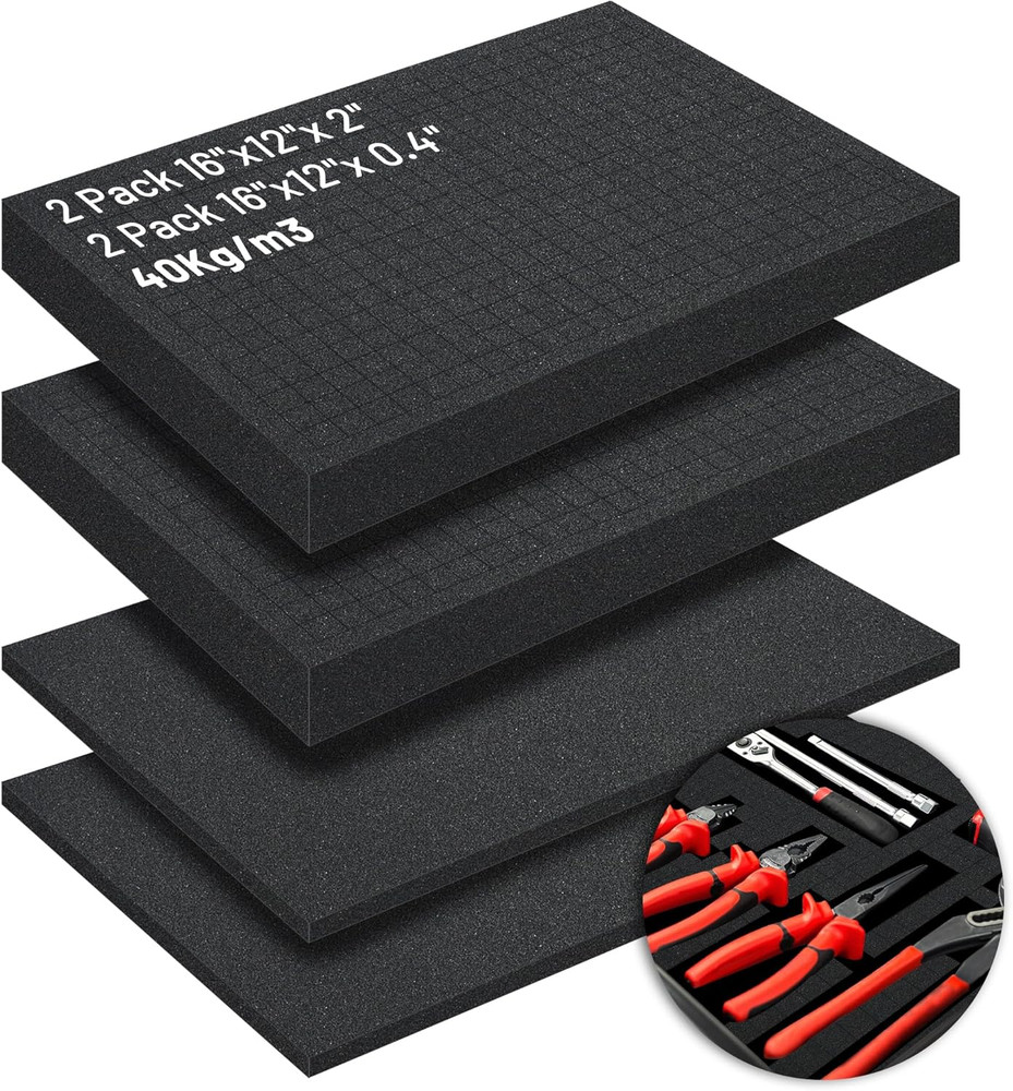 Customizable Pick and Pluck Foam Sheets for Cases - 4 Pack