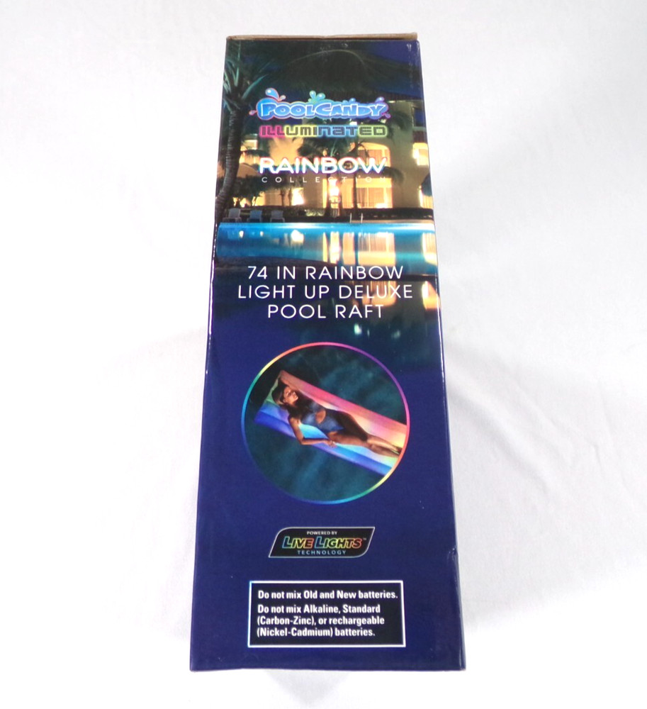Pool Float by Pool Candy Illuminated Rainbow 74 in Light Up LED Inflatable Raft