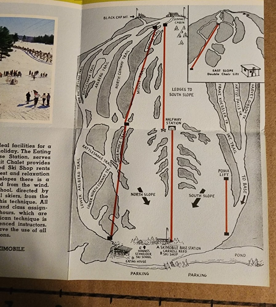 1960'S CRANMORE SKIMOBILE TRAIL MAP BROCHURES(2 DIFF.) PLUS 4 CURRENT TRAIL MAPS