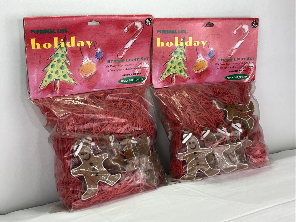 2 Sets NIP Primal Lite Holiday String Lights Gingerbread Man