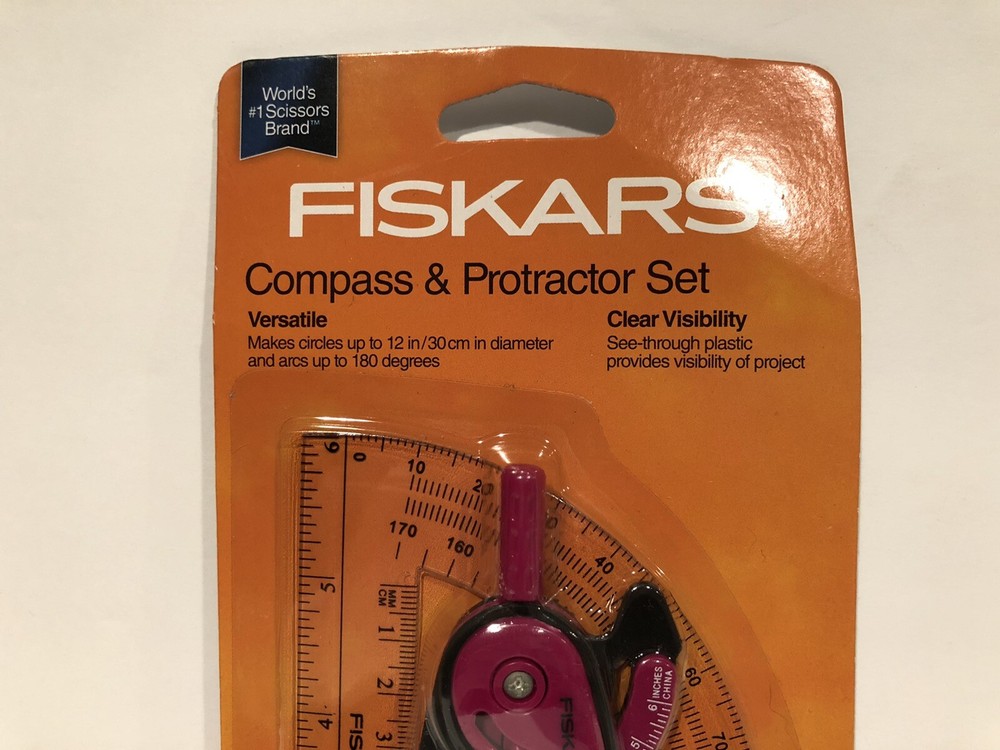 Fiskars Compass and Protractor Set Pink New in Original Box 12" Circles!