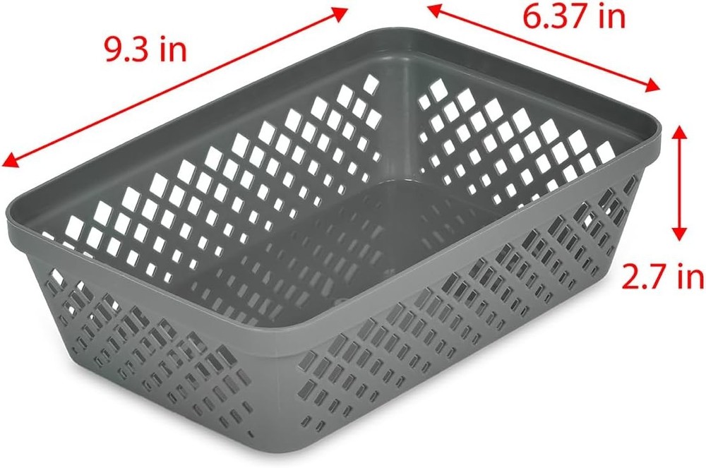 Glad Plastic Storage Basket Set - Multipurpose Drawer Trays, Medium, Grey