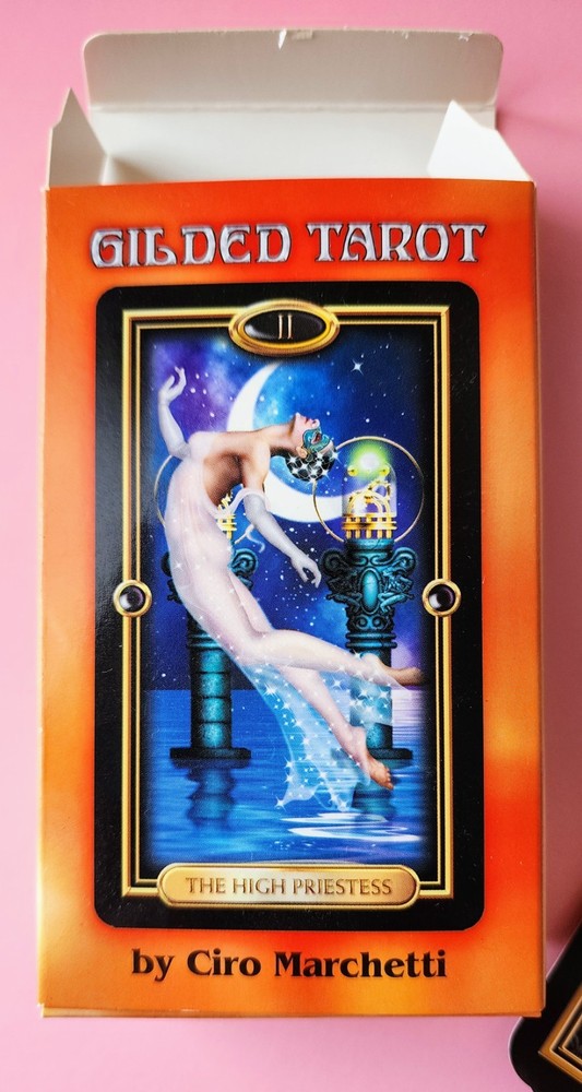 Gilded Tarot Deck & Easy Tarot Handbook Set with Celtic Cross Mat – Complete Kit