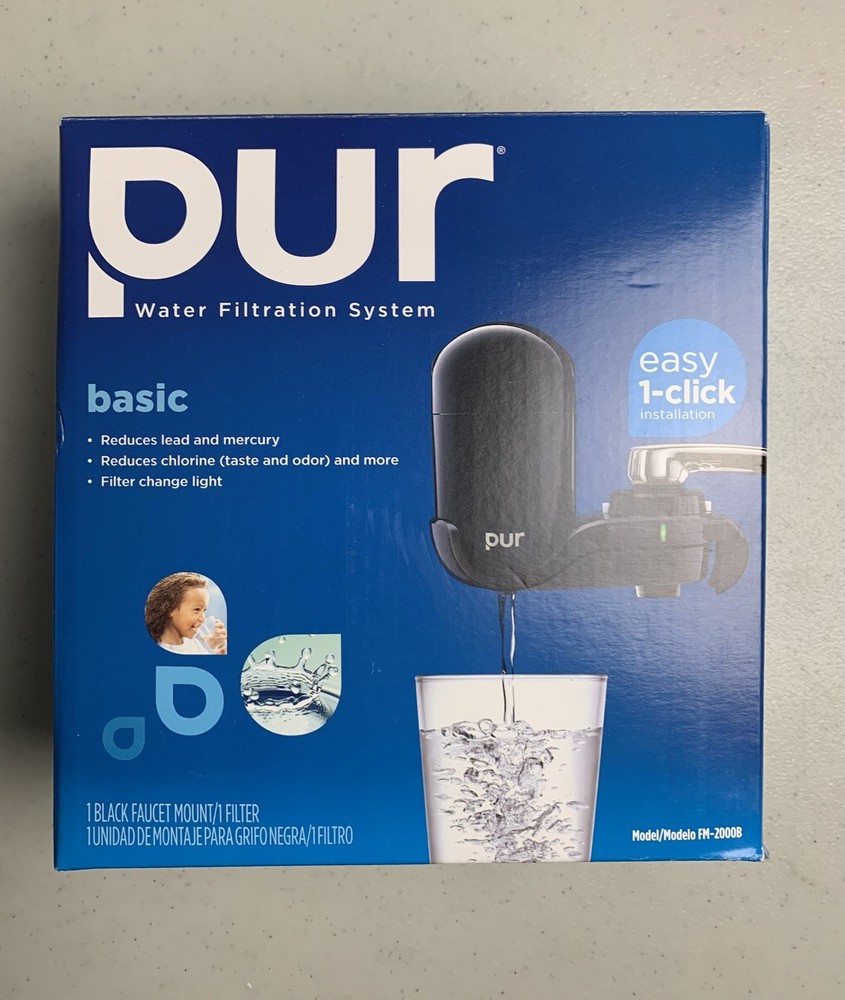 PUR Faucet Mount Water Filtration System, FM2000B, Black Filter For Kitchen Sink