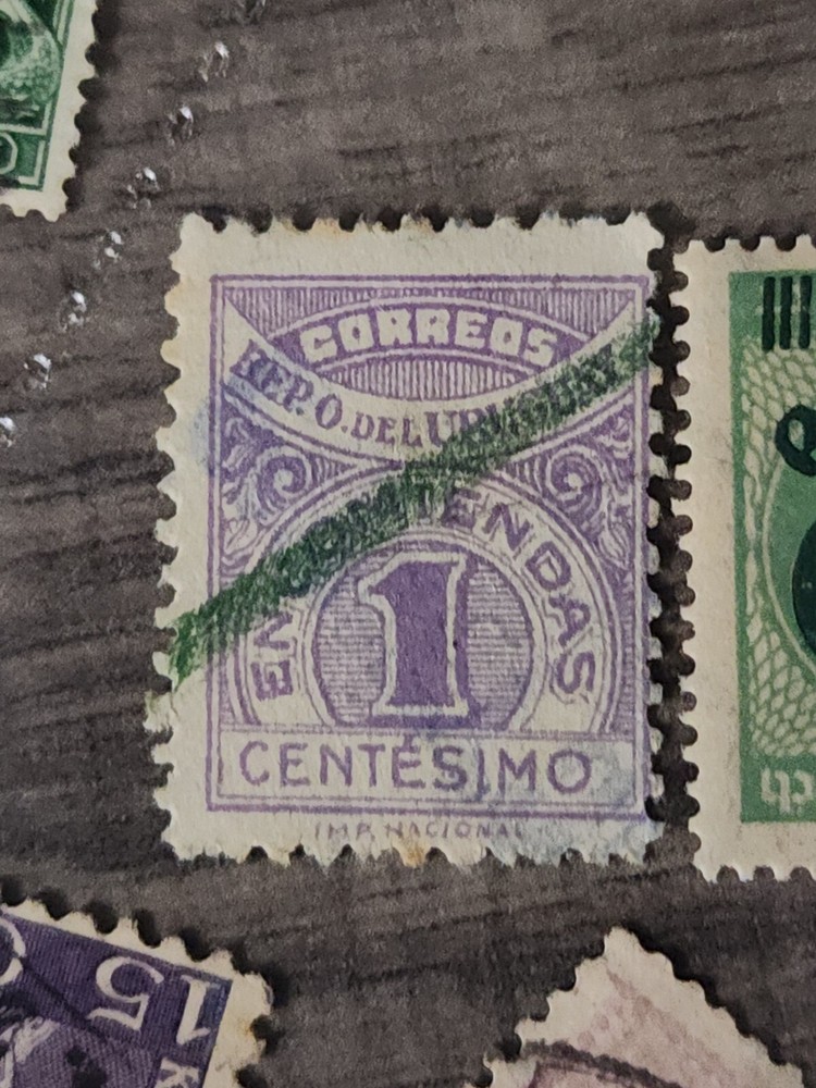 Foreign 1 Centesimo Purple Stamp Used - #A455