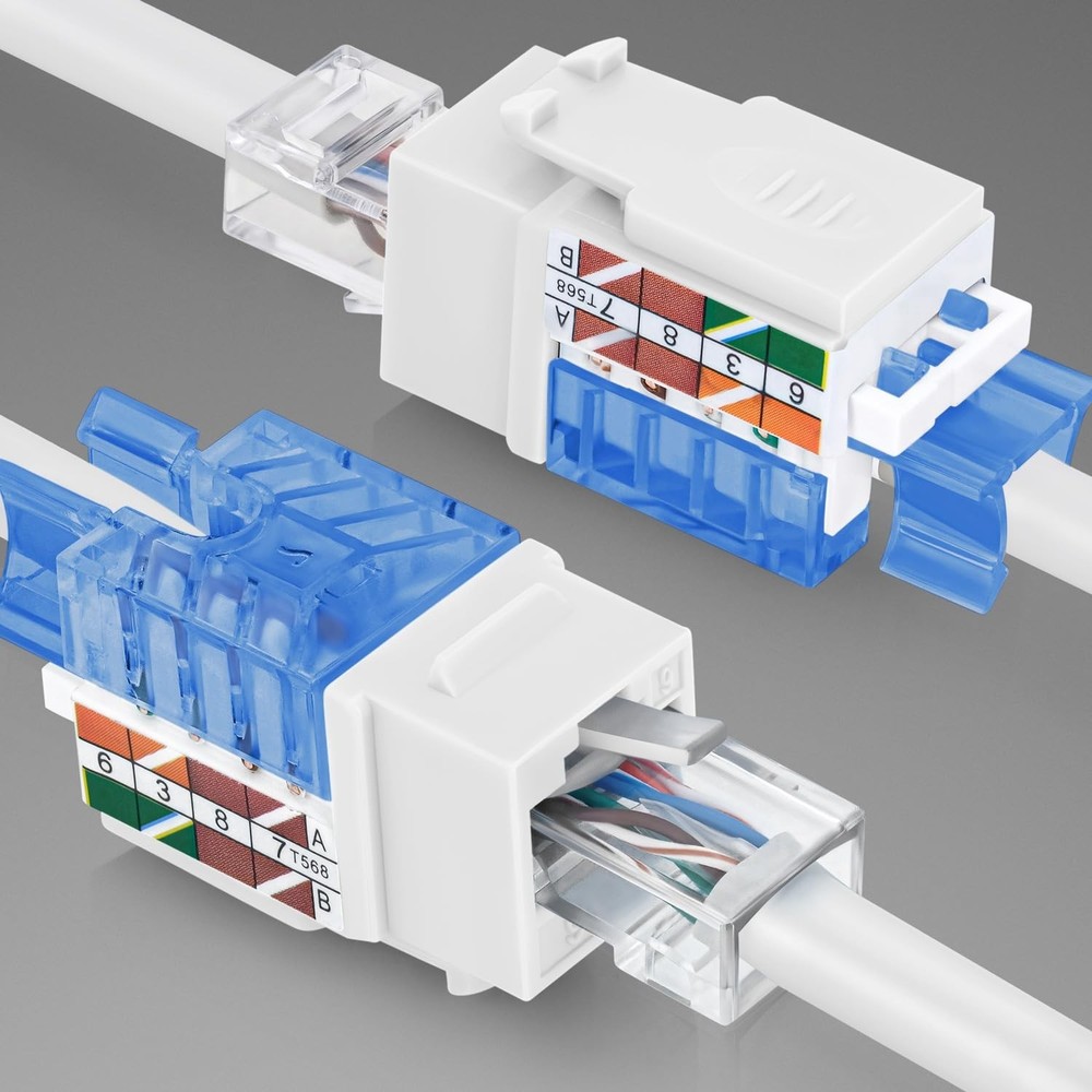 Everest 45° Angled RJ45 Cat5e Keystone Jacks 50-Pack in White - Slim Profile ...