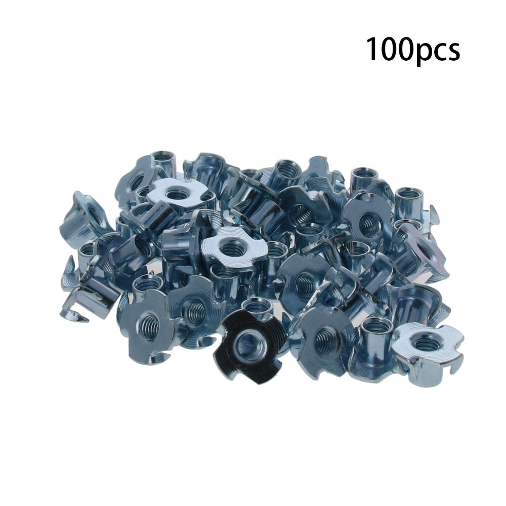 Tee Nuts 4 Prong Full teeth T-Nut Zinc Plated Threaded Insert Tee Blind Nuts