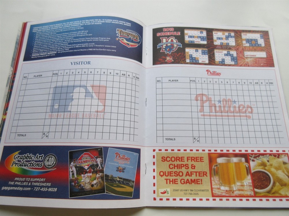 2013 Philadelphia Phillies Spring Training Program Clearwater Florida Utley Lee