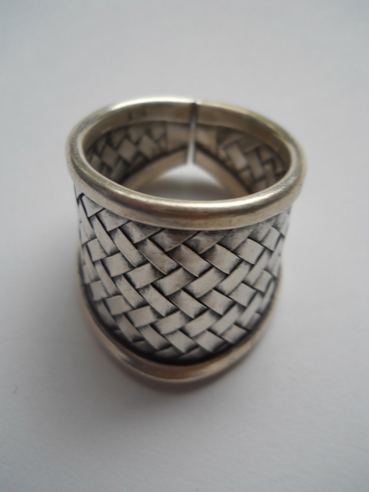 Sterling Silver Weaving Design Ring adjustable