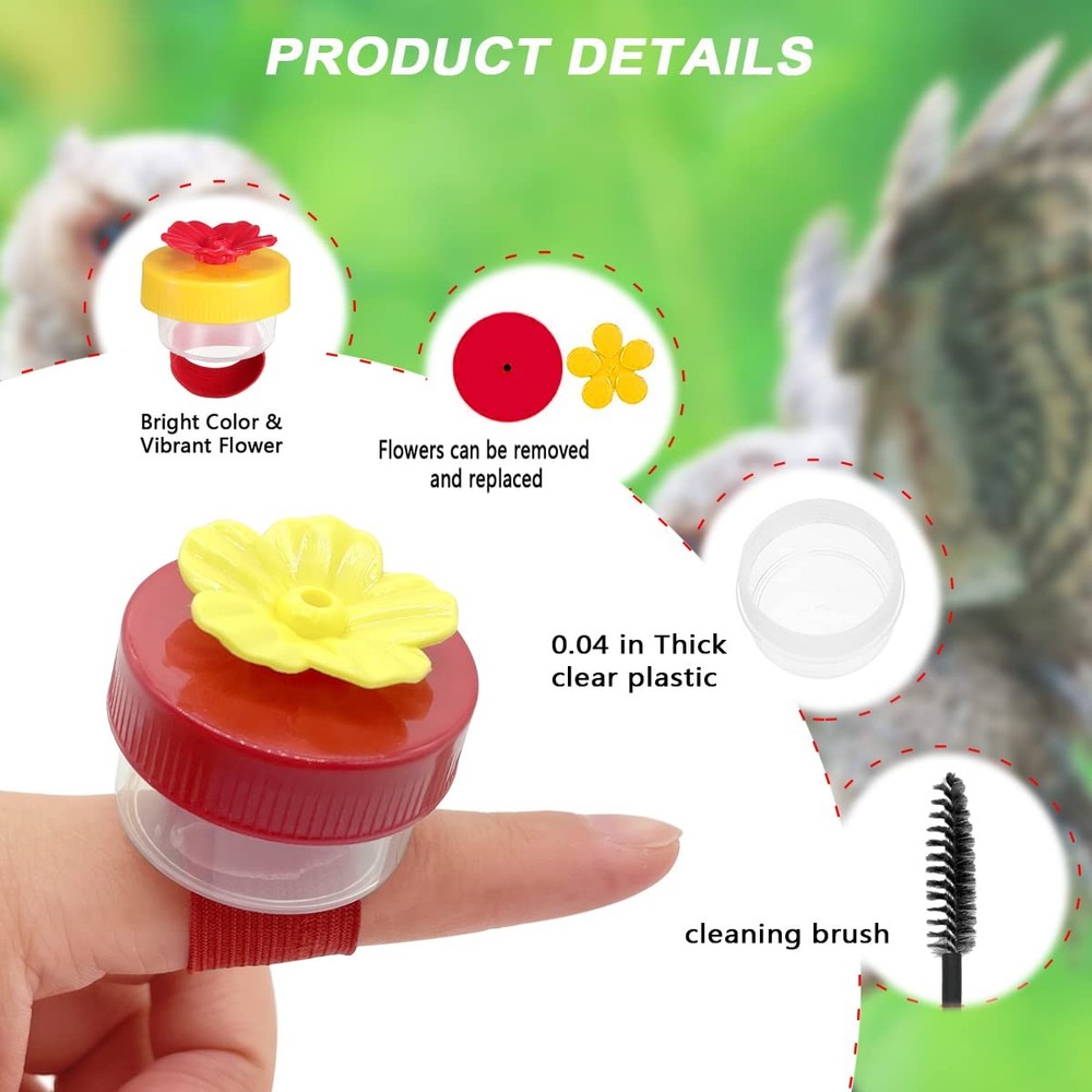 Hummingbird Wrist Feeder Set, 3 Pack Ring & Adjustable & red, yellow