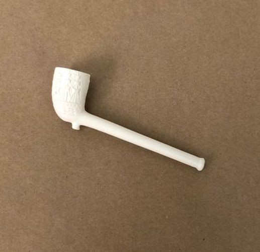 Maritime Motif Clay Pipe with Ship & Anchor