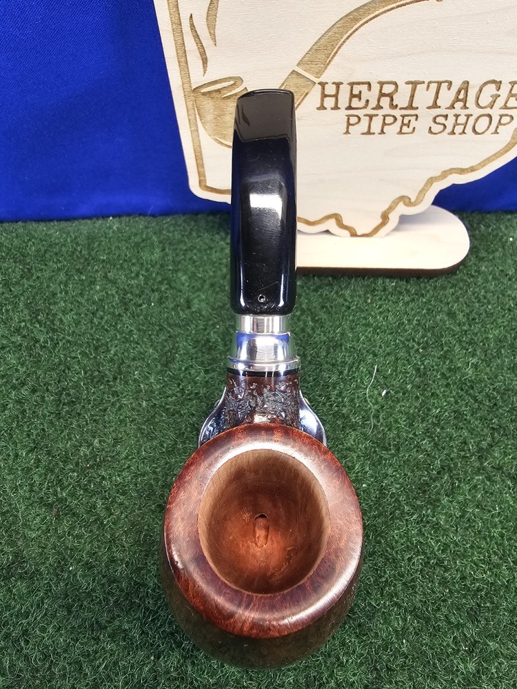 L'Anatra dalle uova d'Oro Partial Rustication Handmade Briar Pipe, Unsmoked