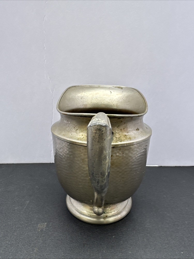Vintage EPNS Hammered Silver Plate Creamer Pitcher Footed Handle