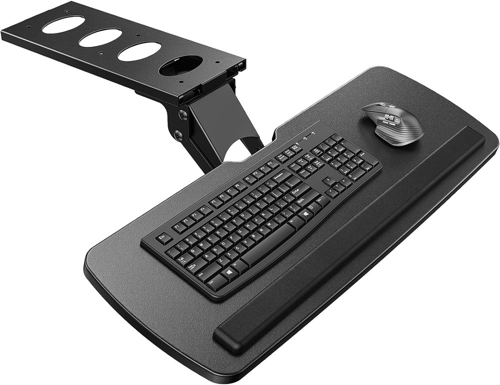 Keyboard Tray under Desk, 360 Adjustable Ergonomic Sliding Keyboard & Mouse Tray