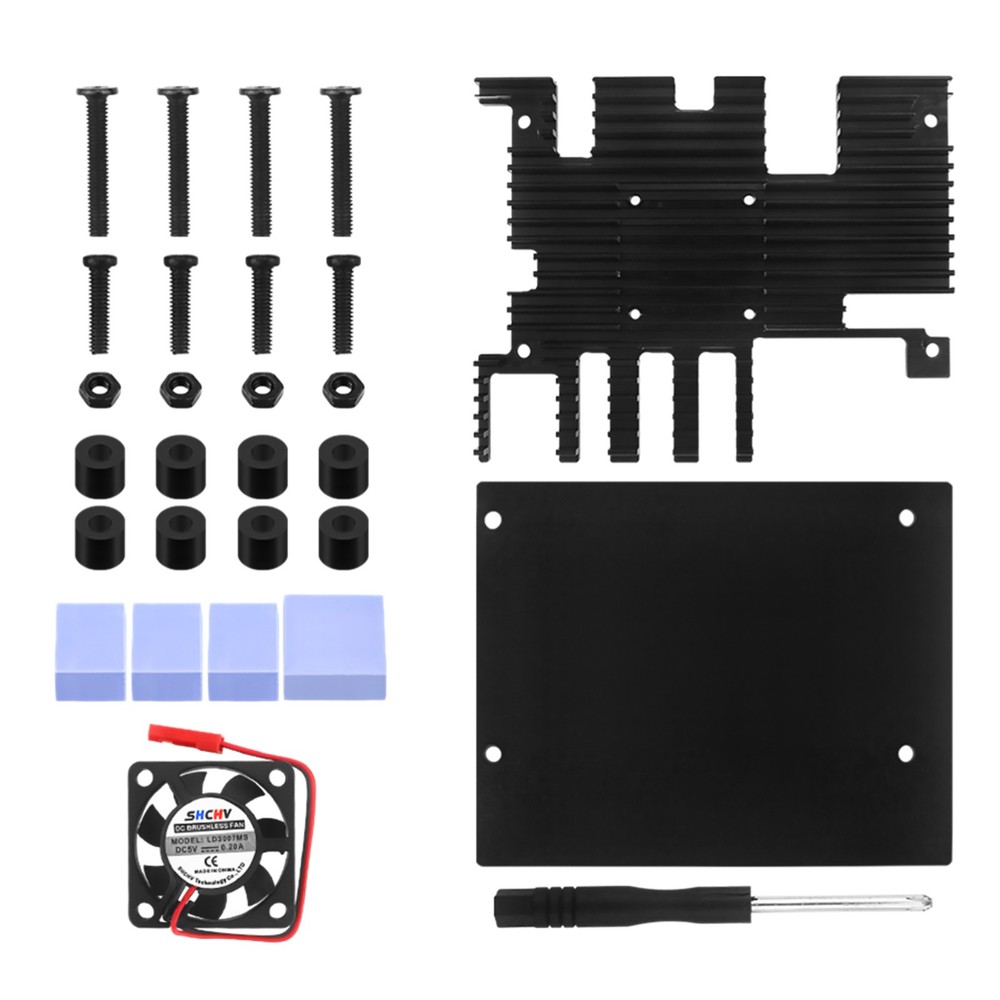 For Orange Pi 5 Plus Case+Cooling Fan Active Passive Cooling Radiator/Heatsink