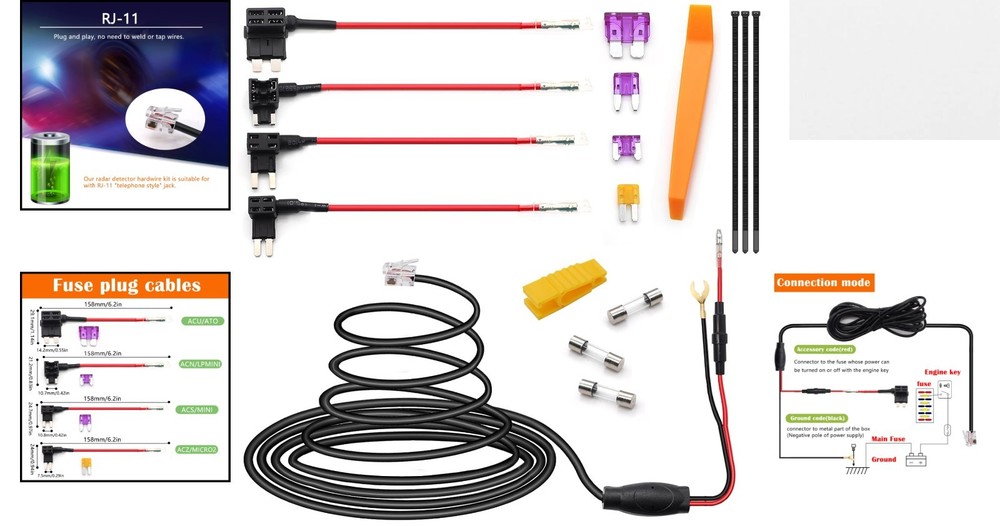 13FT Radar Detector Hardwire Kit - Quick Connection & Neat Installation