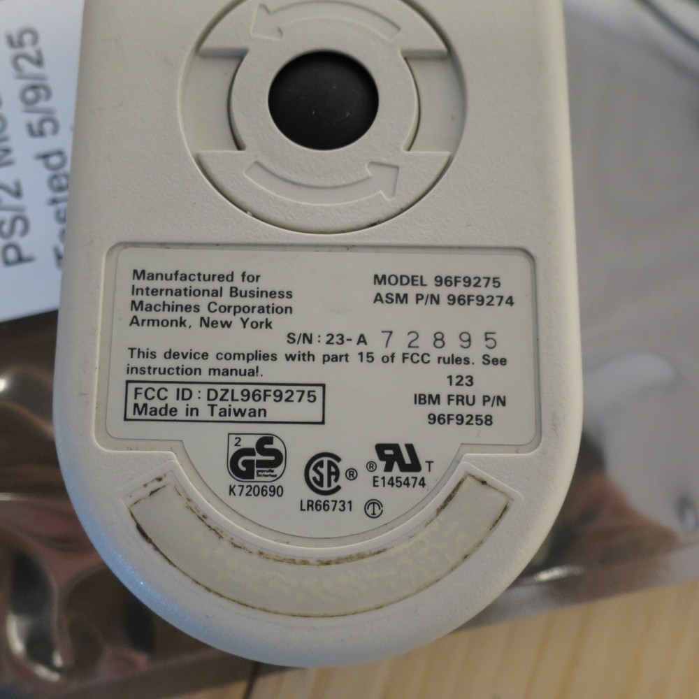 Original IBM Tank Mouse 96F9275 Wired 2 Button - Tested 01