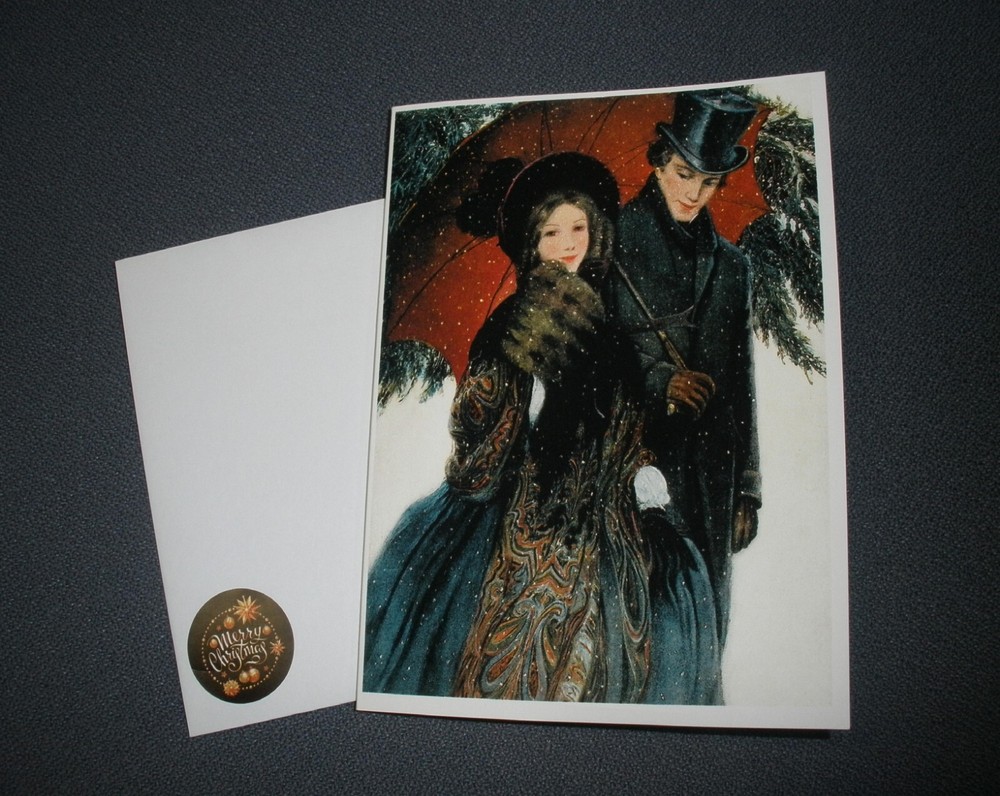Handmade Christmas Card GC20 Victorian Couple