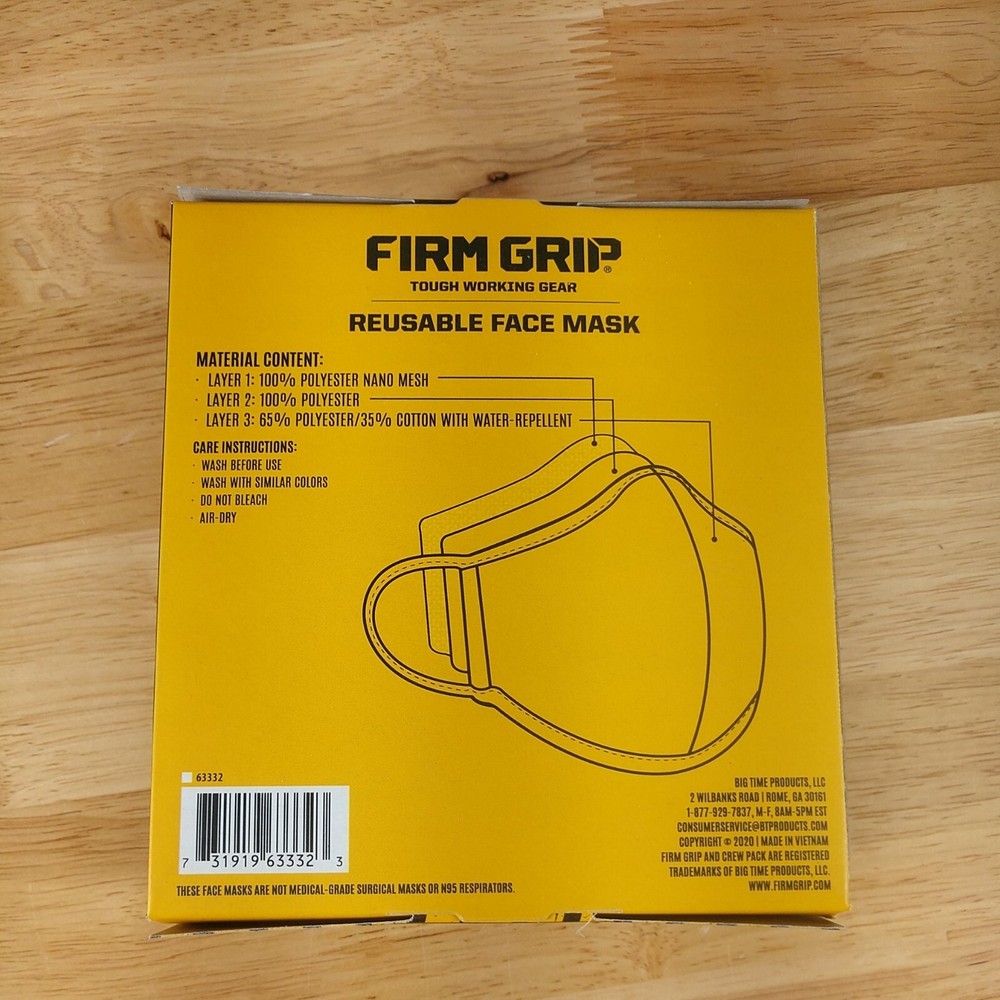 Firm Grip Face Masks Reusable Breathable Washable, One Size, 16 PACK