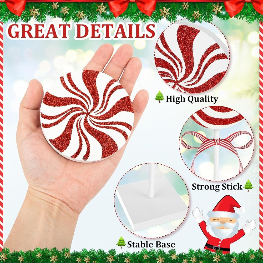 3 Pieces Christmas Table Decorations Wood Candy Set, Red