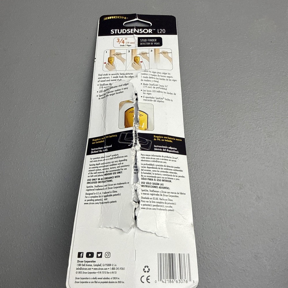 Zircon StudSensor L20 Stud Finder to Locate Stud Edges