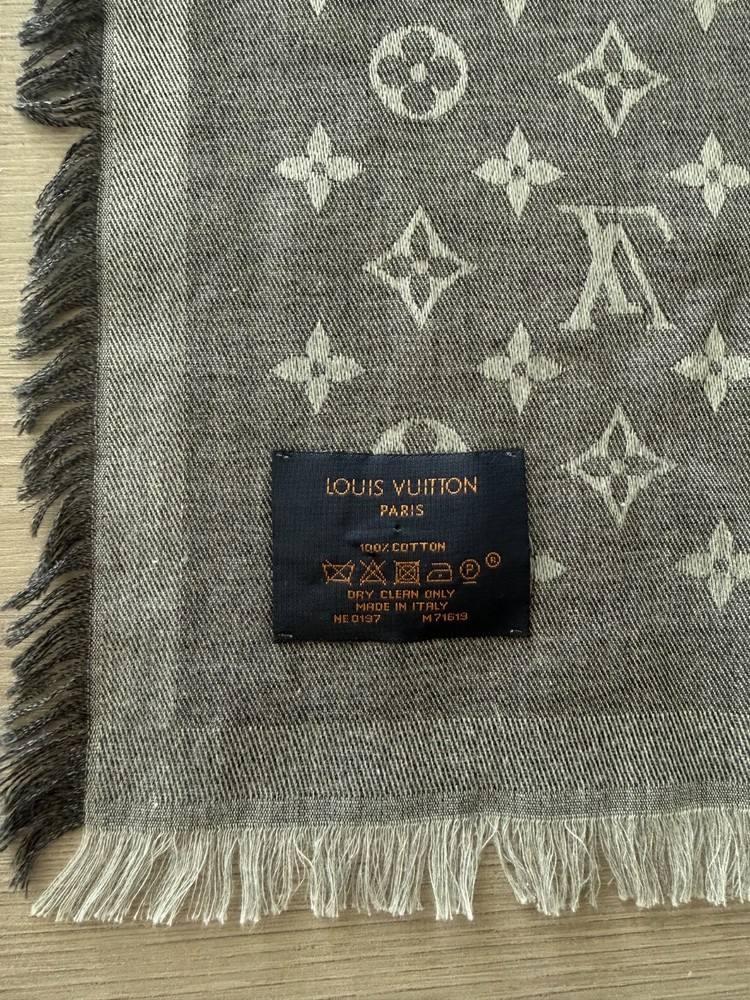 Louis Vuitton Silver/Gray Monogram Scarf