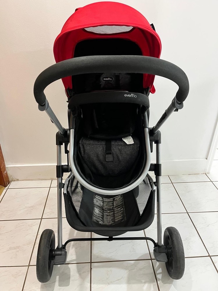 Evenflo Pivot Travel System Stroller Red Black Gray Adjustable Handles