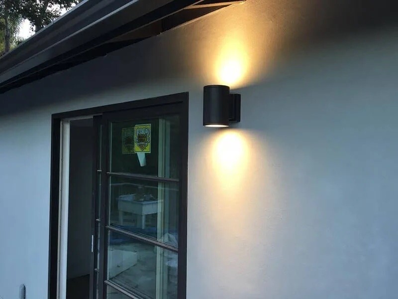 fairview 8" led outdoor wall lantern, textures black